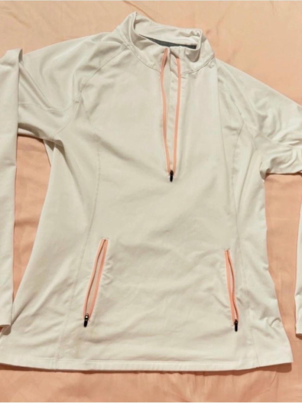 Baleaf White Pullover Turtleneck with Pink Trim